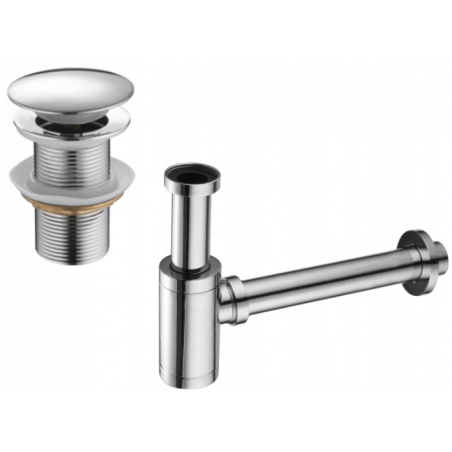 Mexen půlsifon umyvadlový kulatý s klik-klak zátkou, bez přepadu, chrom - 7991050-00