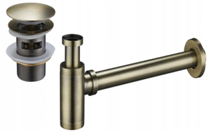 Mexen kulatý polosifon umyvadlový s klik-klak uzávěrem, s přepadem, starožitná mosaz - 7992050-40