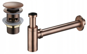 Mexen polosyfon umyvadlový kulatý s klik-klak uzávěrem, s přepadem, starožitná měď - 7992050-45