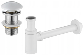 Mexen půlsifon umyvadlový kulatý s keramickou zátkou klik-klak, bez přepadu, bílý - 7991050-25