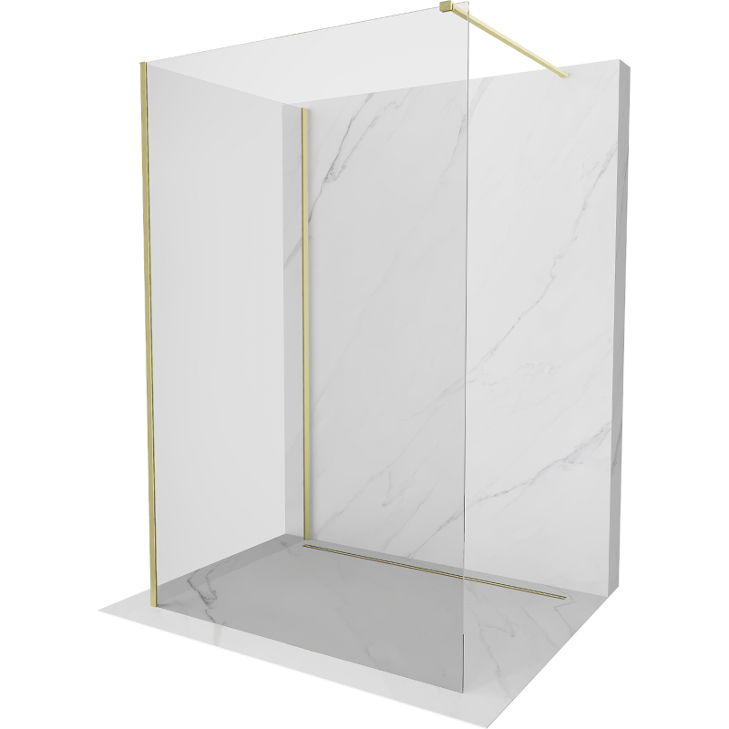 Mexen Kioto sprchová stěna Walk-in 130 x 75 cm, transparentní, zlatá kartáčovaná - 800-130-212-55-00-075