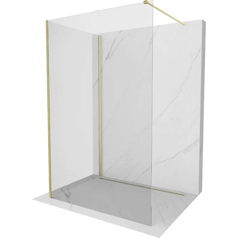 Mexen Kioto sprchová stěna Walk-in 130 x 90 cm, transparentní, zlatá kartáčovaná - 800-130-212-55-00-090