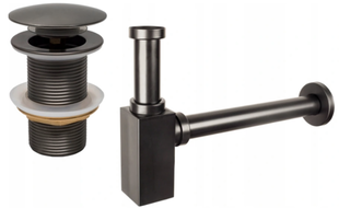 Mexen poloviční sifon umyvadlový čtvercový s klik-klak zátkou, bez přepadu, grafit - 7991060-66