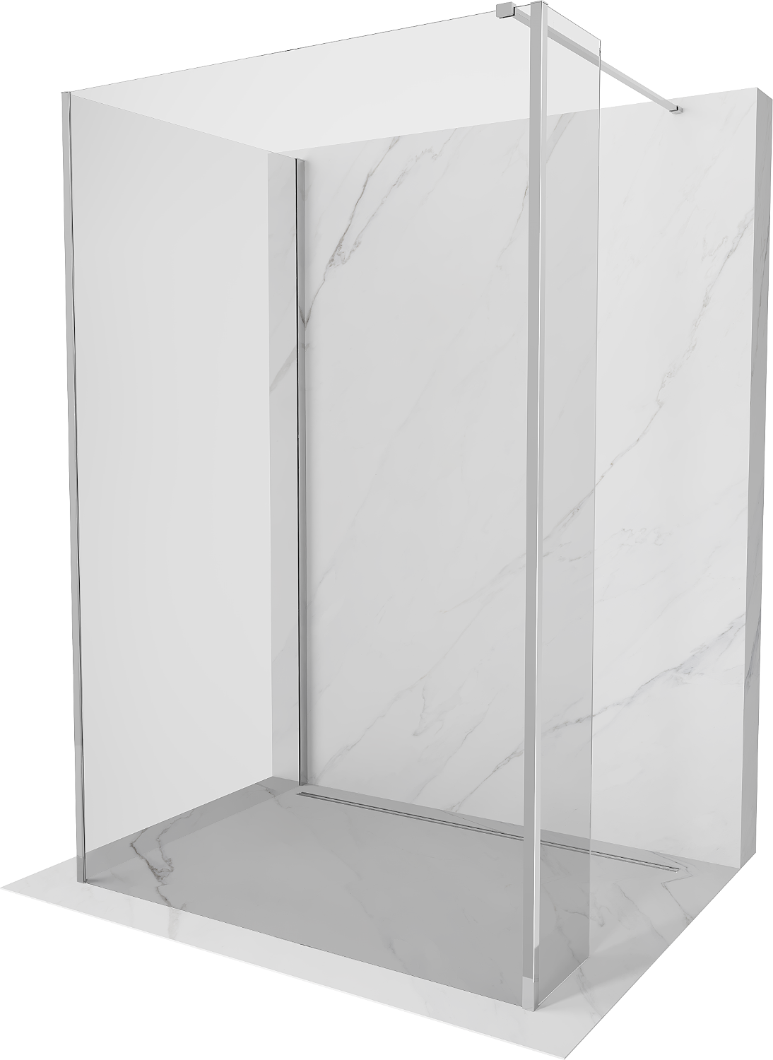 Mexen Kioto sprchová stěna Walk-in 140 x 75 x 40 cm, průhledná, chrom - 800-140-075-221-01-00-040