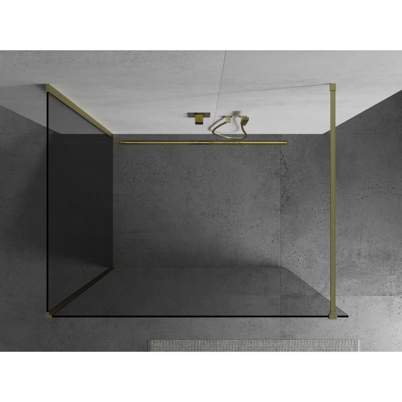Mexen Kioto sprchová stěna Walk-in 130 x 90 cm, transparentní, zlatá kartáčovaná - 800-130-212-55-00-090