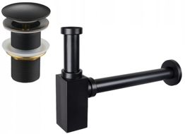 Mexen polosyfon umyvadlový čtvercový s klapkou klik-klak, bez přepadu, černý antický- 7991060-79