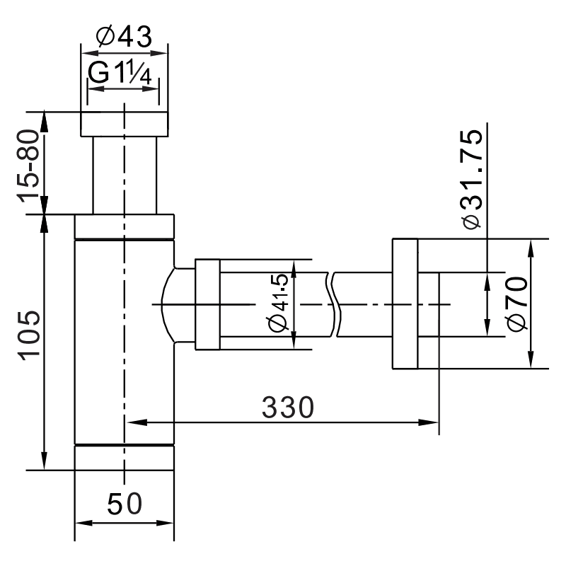 Mexen polosyfon umyvadlový čtvercový s keramickým klik-klak uzávěrem, bez přepadu, chrom/bílý - 7991060-02