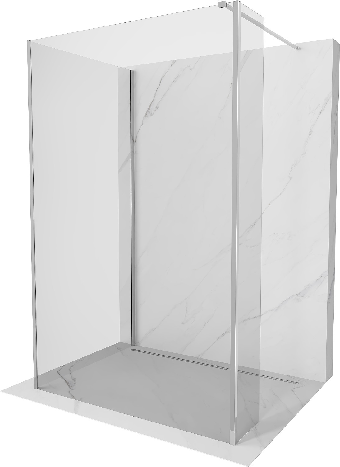 Mexen Kioto sprchová stěna Walk-in 125 x 90 x 40 cm, průhledná, chrom - 800-125-090-221-01-00-040