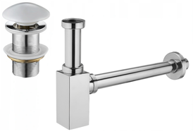 Mexen polosyfon umyvadlový čtvercový s keramickým klik-klak uzávěrem, bez přepadu, chrom/bílý - 7991060-02