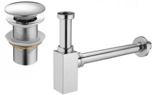 Mexen polosifon umyvadlový čtvercový s klik-klak zátkou, bez přepadu, chrom - 7991060-00