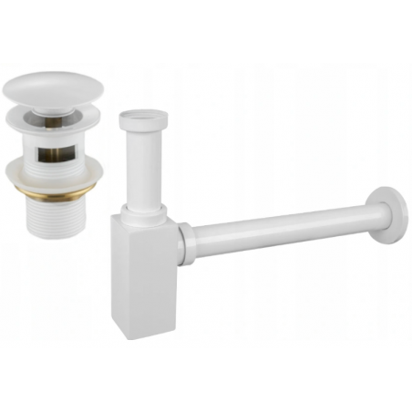 Mexen polosyfon umyvadlový čtvercový s click-clack zátkou, s přepadem, bílý - 7992060-20