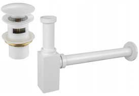 Mexen polosyfon umyvadlový čtvercový s click-clack zátkou, s přepadem, bílý - 7992060-20