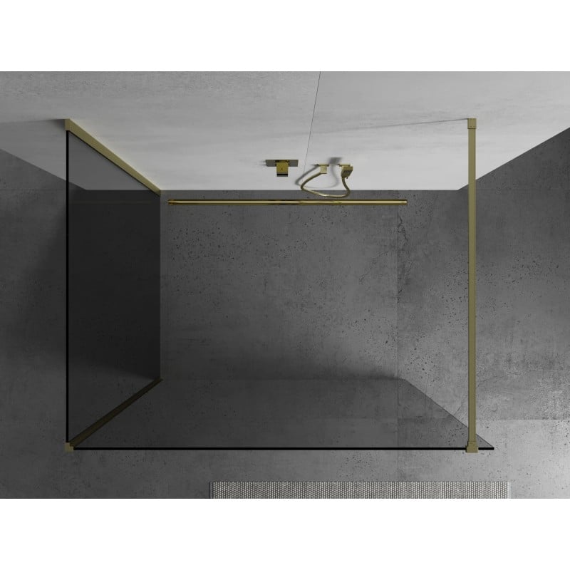 Mexen Kioto sprchová stěna Walk-in 105 x 90 cm, transparentní, zlatá kartáčovaná - 800-105-212-55-00-090