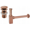 Mexen čtvercový poloviční sifon umyvadlový s klik-klak zátkou, s přepadem, růžové zlato - 7992060-60