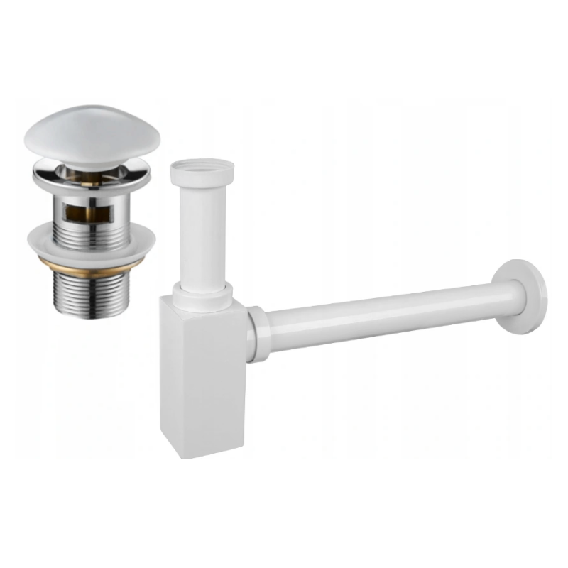 Mexen polosyfon umyvadlový čtvercový s keramickou klik-klak zátkou, s přepadem, bílý - 7992060-25