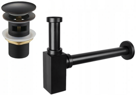 Mexen polosyfon umyvadlový čtvercový s klik-klak uzávěrem, s přepadem, černý antický - 7992060-79