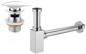 Mexen polosyfon umyvadlový čtvercový s klik-klak zátkou, s přepadem, chrom - 7992660-00