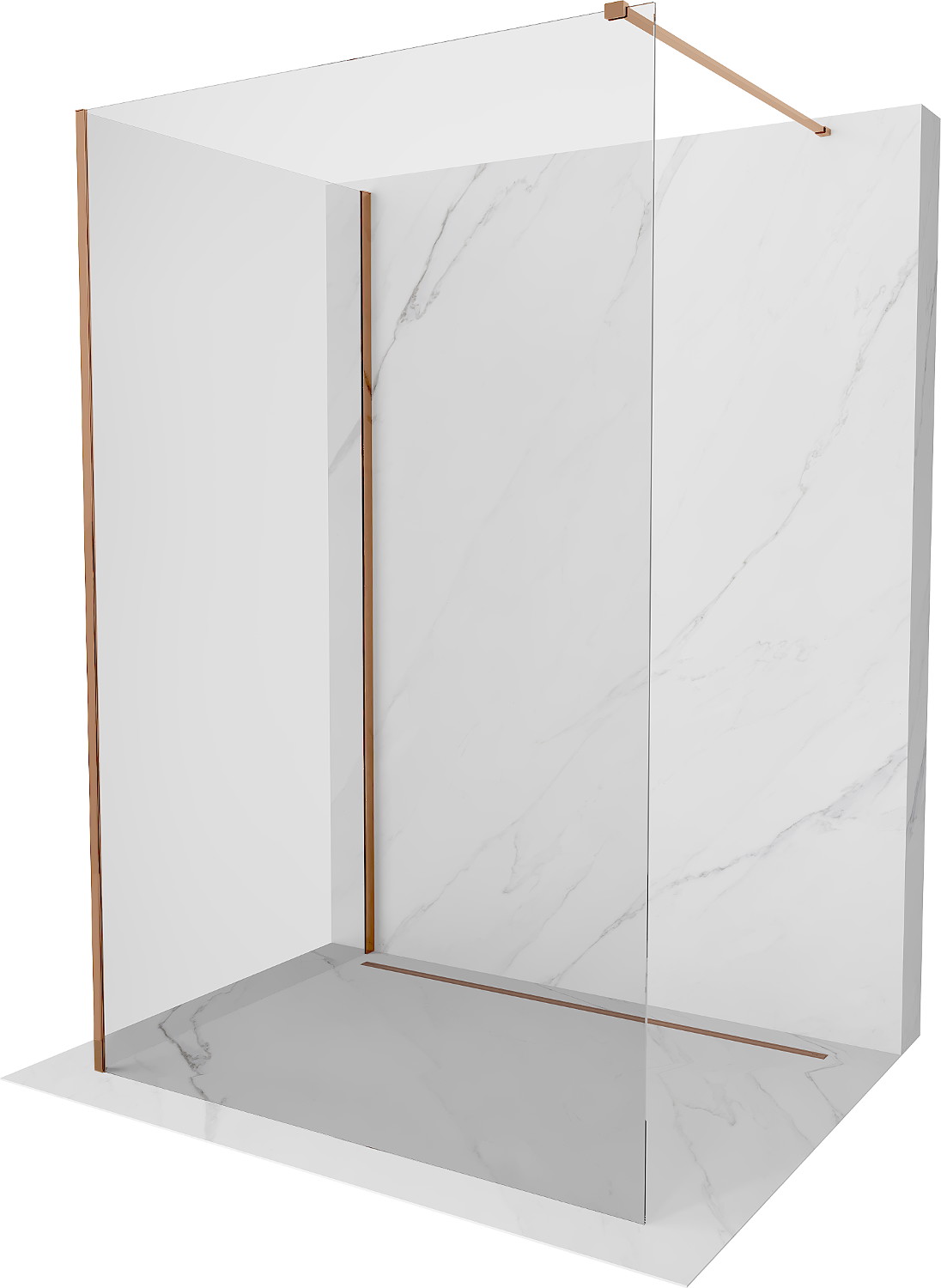 Mexen Kioto sprchová stěna Walk-in 140 x 90 cm, transparentní, růžové zlato - 800-140-212-60-00-090