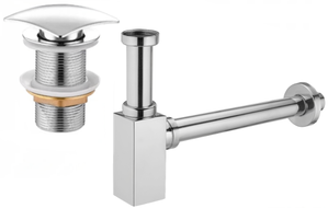 Mexen polosyfon umyvadlový čtvercový s uzávěrem klik-klak, bez přepadu, chrom - 7991660-00