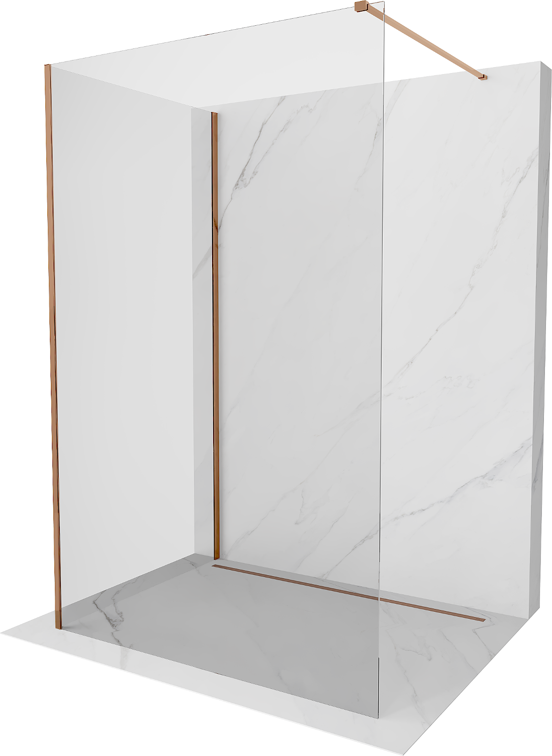 Mexen Kioto sprchová stěna Walk-in 140 x 115 cm, transparentní, růžové zlato - 800-140-212-60-00-115