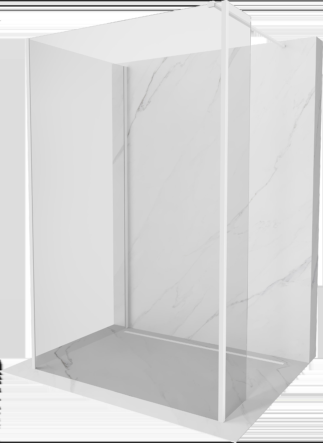 Mexen Kioto sprchová stěna Walk-in 110 x 75 x 30 cm, transparentní, bílá - 800-110-075-221-20-00-030