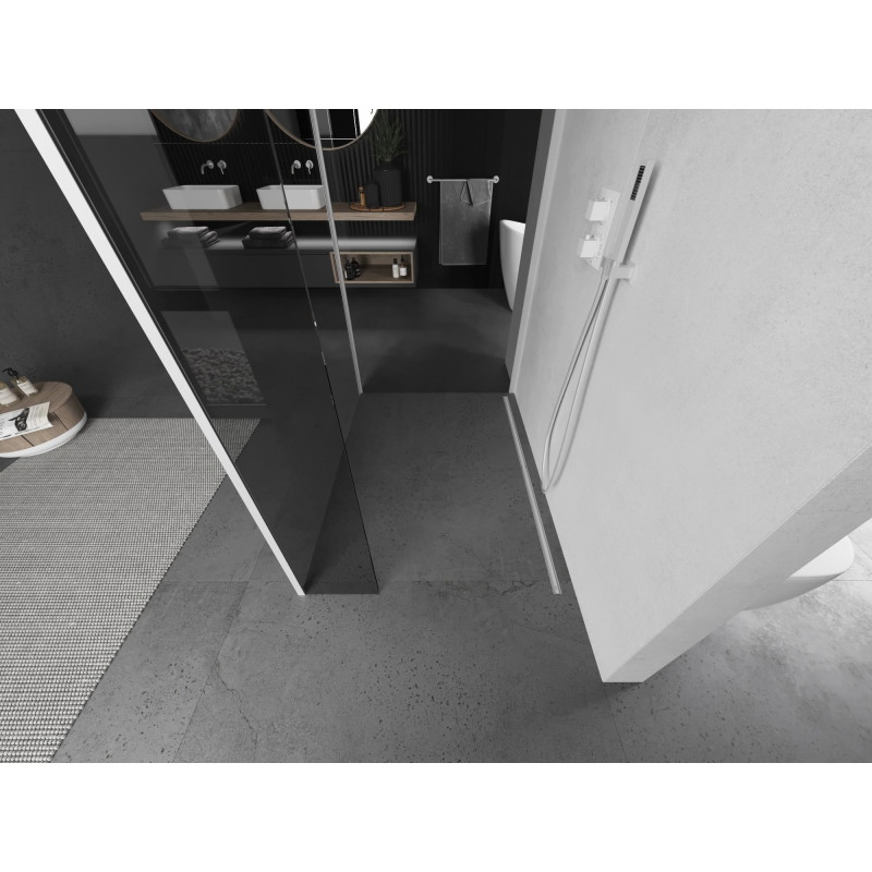 Mexen Kioto sprchová stěna Walk-in 135 x 80 x 30 cm, průhledná, bílá - 800-135-080-221-20-00-030