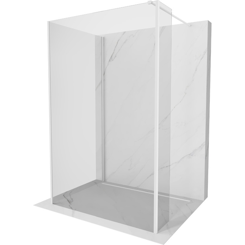 Mexen Kioto sprchová stěna Walk-in 135 x 80 x 30 cm, průhledná, bílá - 800-135-080-221-20-00-030