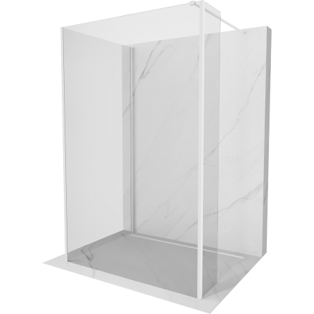 Mexen Kioto sprchová stěna Walk-in 135 x 80 x 30 cm, průhledná, bílá - 800-135-080-221-20-00-030