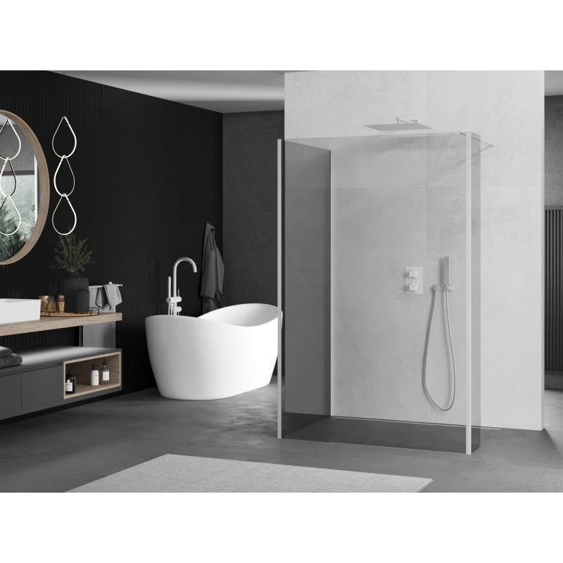 Mexen Kioto sprchová stěna Walk-in 135 x 80 x 30 cm, průhledná, bílá - 800-135-080-221-20-00-030