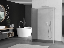 Mexen Kioto sprchová stěna Walk-in 135 x 80 x 30 cm, průhledná, bílá - 800-135-080-221-20-00-030