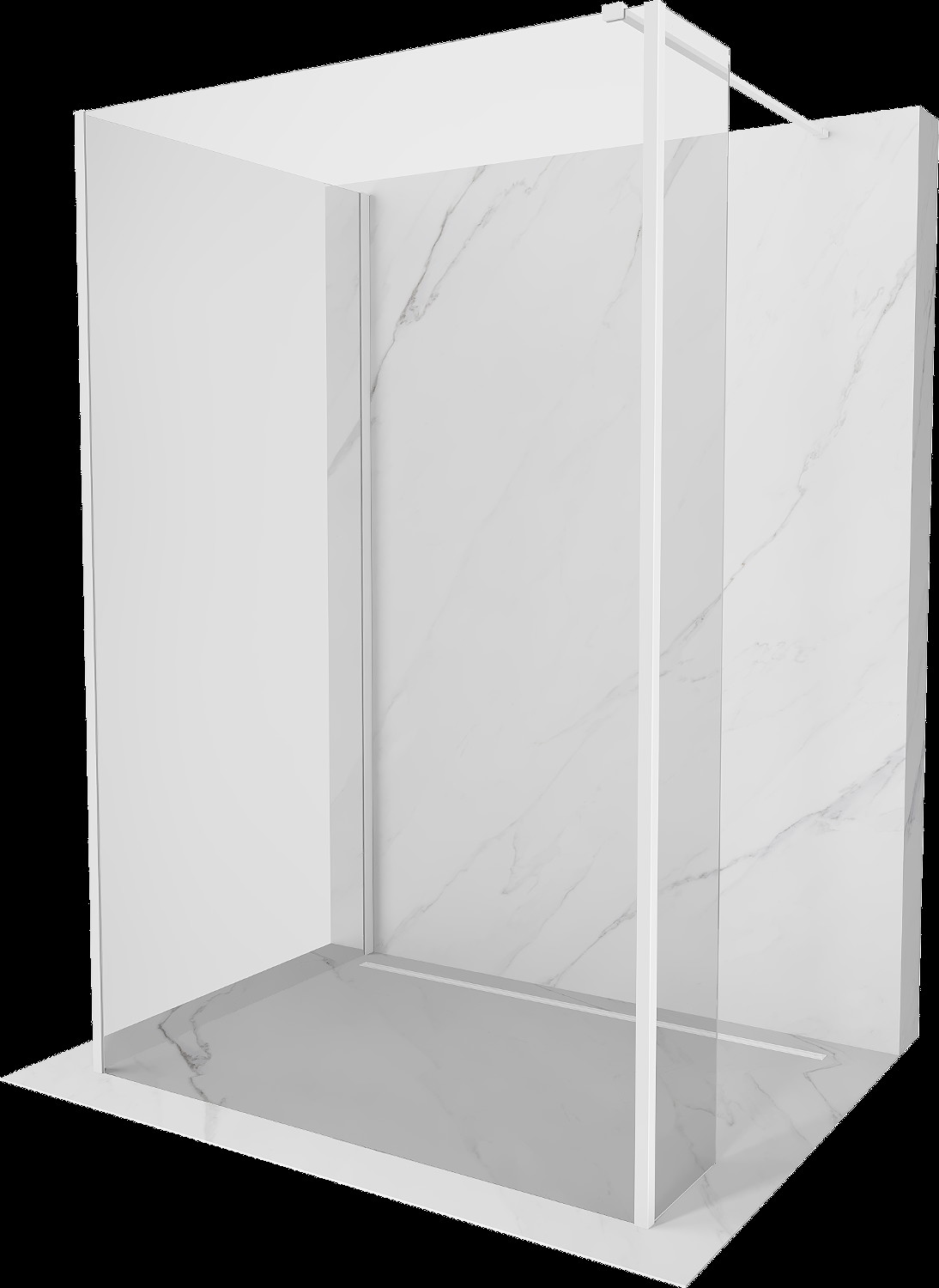 Mexen Kioto sprchová stěna Walk-in 140 x 85 x 30 cm, transparentní, bílá - 800-140-085-221-20-00-030