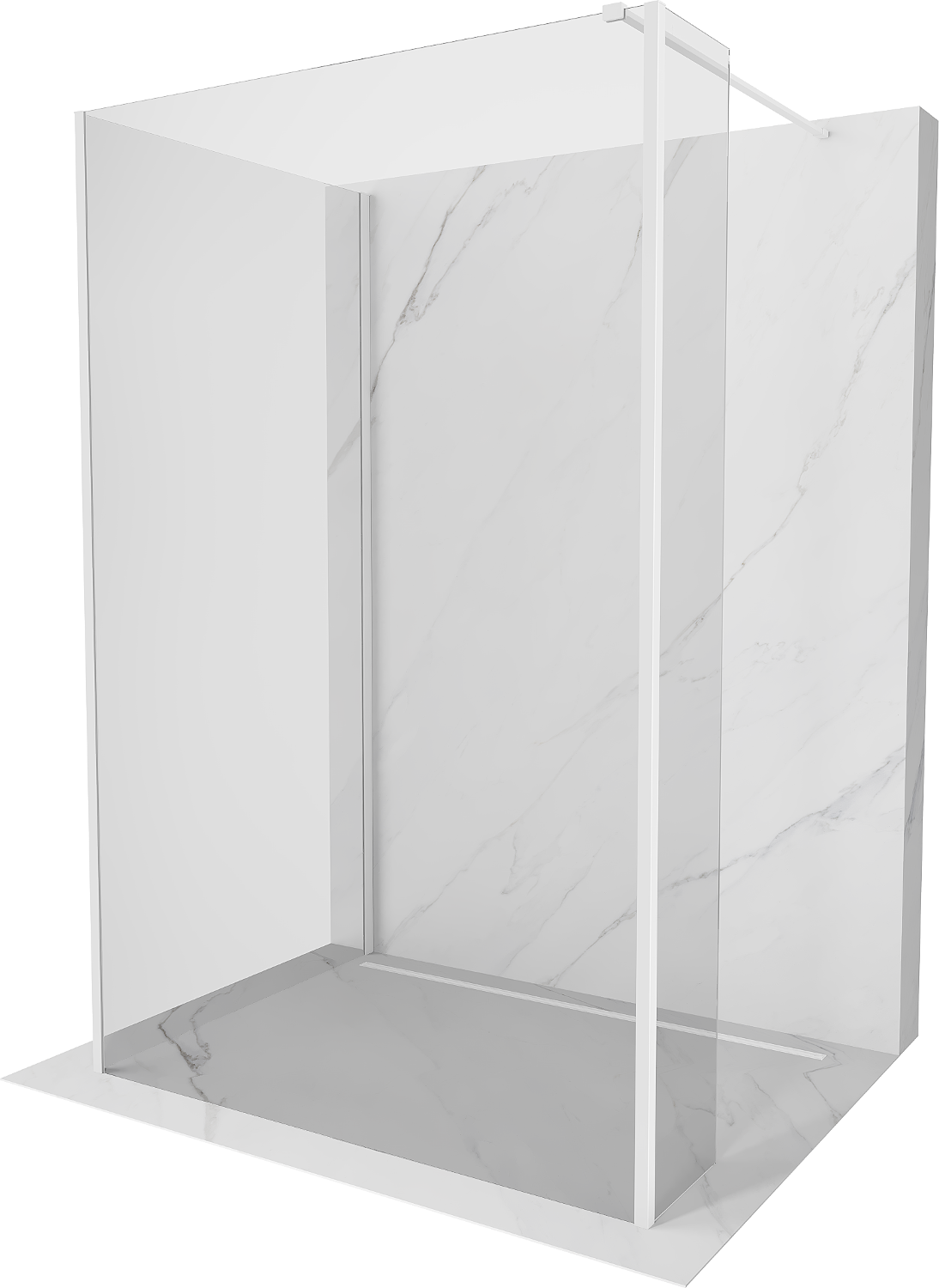 Mexen Kioto sprchová stěna Walk-in 140 x 95 x 30 cm, transparentní, bílá - 800-140-095-221-20-00-030