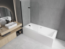 Mexen Felix vanová zástěna 2křídlá 80 x 140 cm, transparentní, černá - 890-080-002-70-00