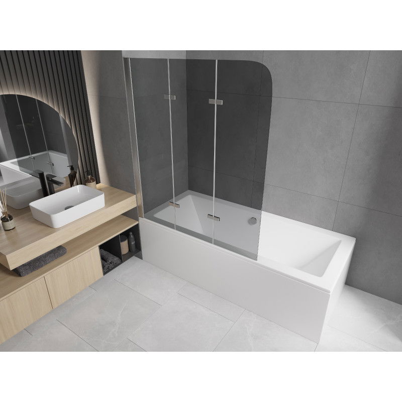 Mexen Felix tříkřídlý vanový paraván 120 x 140 cm, grafit, chrom - 890-120-003-01-40