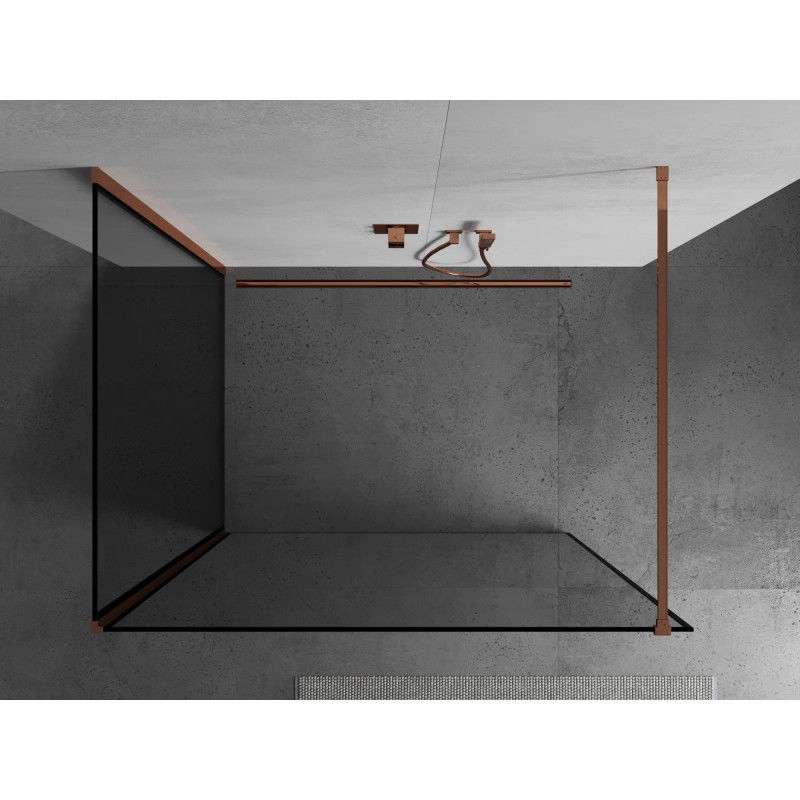 Mexen Kioto sprchová stěna Walk-in 110 x 90 cm, černý rám, růžové zlato - 800-110-212-60-70-090