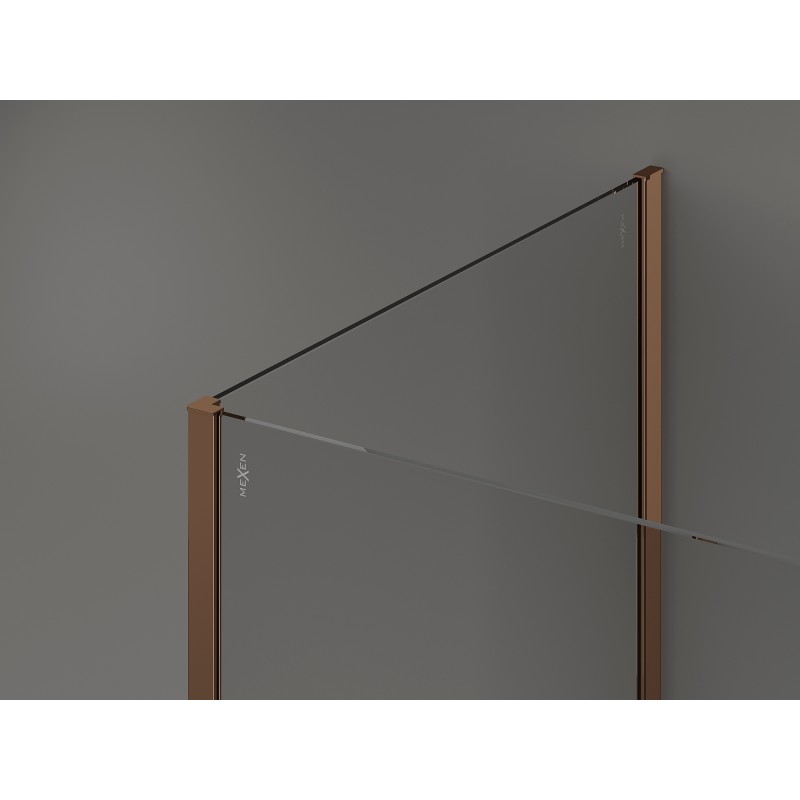 Mexen Kioto sprchová stěna Walk-in 140 x 90 cm, černý rám, růžové zlato - 800-140-212-60-70-090