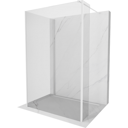 Mexen Kioto sprchová stěna Walk-in 130 x 85 x 40 cm, transparentní, bílá - 800-130-085-221-20-00-040