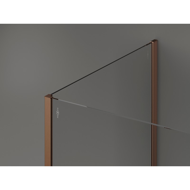 Mexen Kioto sprchová stěna Walk-in 110 x 95 cm, průhledná, kartáčovaná měď - 800-110-212-65-00-095