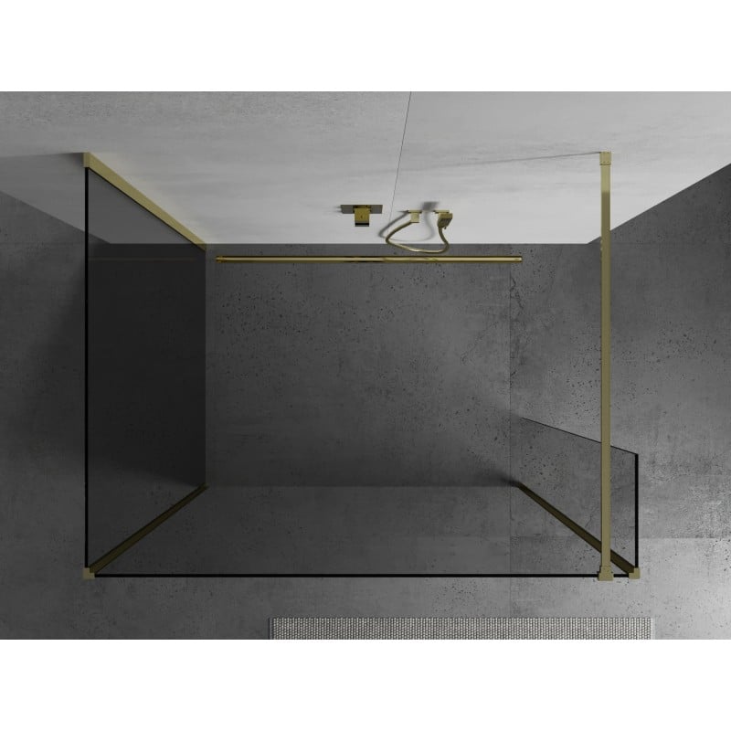 Mexen Kioto sprchová stěna Walk-in 110 x 85 x 30 cm, transparentní, zlatá - 800-110-085-221-50-00-030