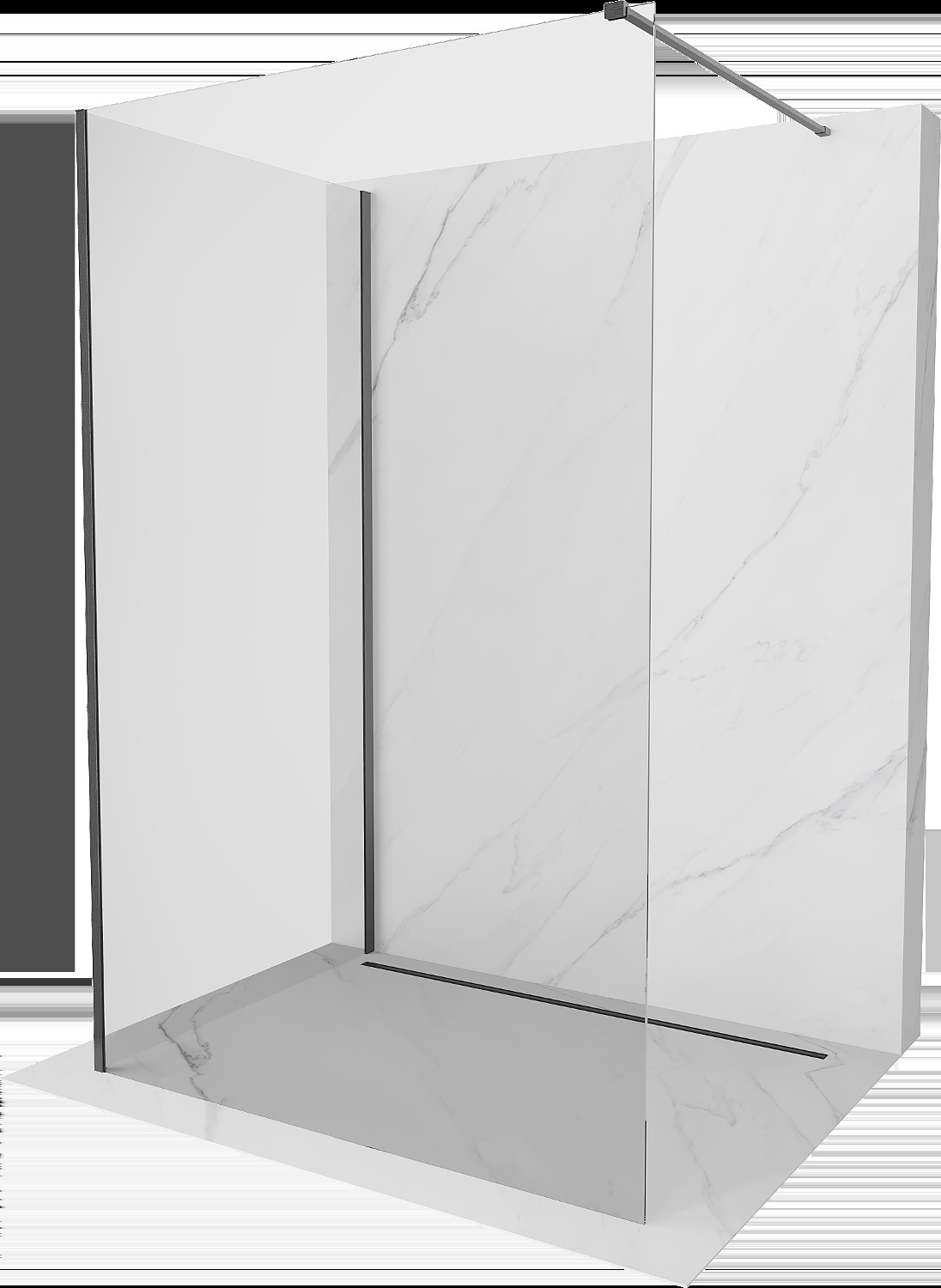 Mexen Kioto sprchová stěna Walk-in 135 x 80 cm, transparentní, gun gray kartáčovaný - 800-135-212-66-00-080