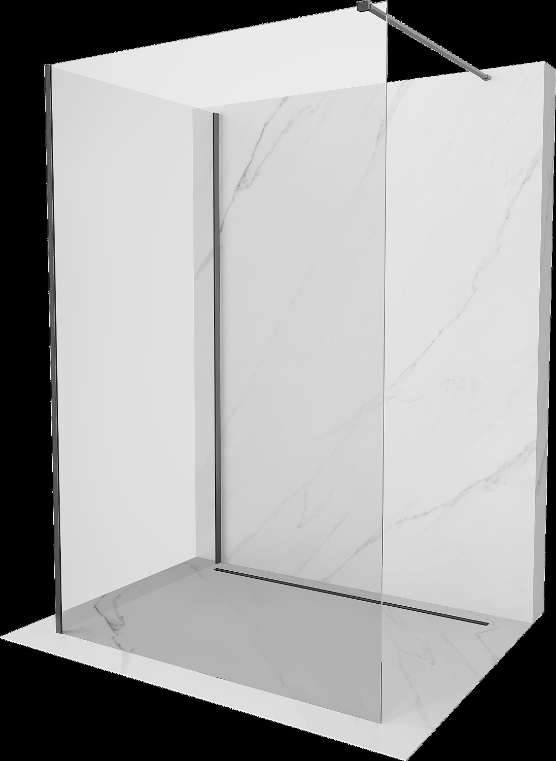 Mexen Kioto sprchová stěna Walk-in 130 x 90 cm, transparentní, gun grey broušený - 800-130-212-66-00-090