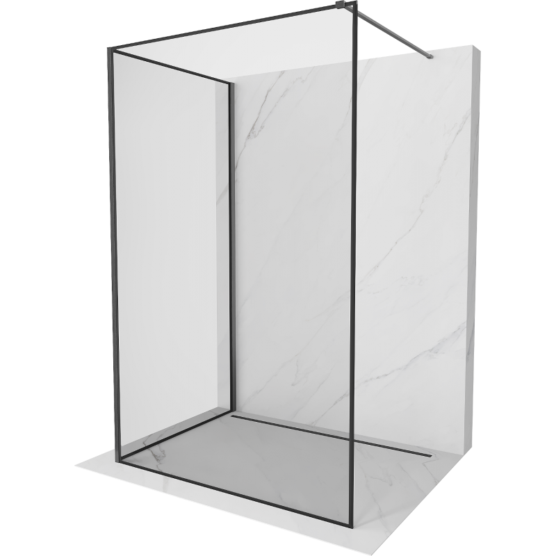 Mexen Kioto sprchová stěna Walk-in 100 x 90 cm, černý rámeček, gun gray kartáčovaný - 800-100-212-66-70-090