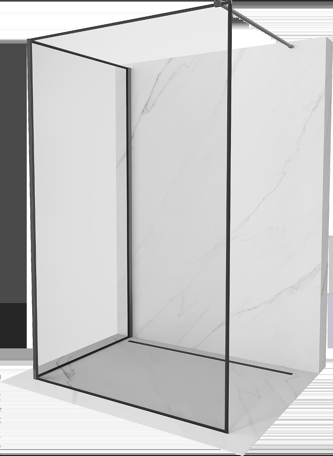 Mexen Kioto sprchová zástěna Walk-in 100 x 90 cm, černý vzor, gun gray kartáčovaný - 800-100-212-66-70-090