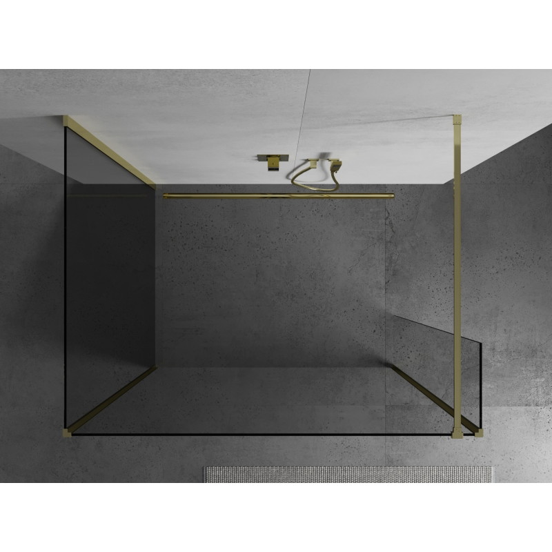 Mexen Kioto sprchová zástěna Walk-in 140 x 90 x 40 cm, transparentní, zlatá - 800-140-090-221-50-00-040