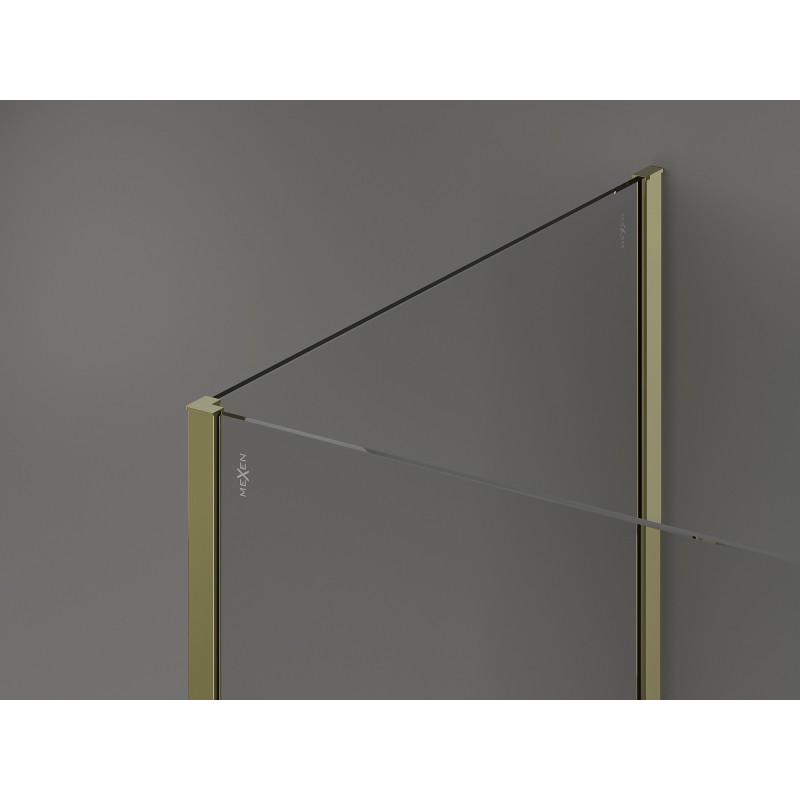 Mexen Kioto sprchová zástěna Walk-in 140 x 90 x 40 cm, transparentní, zlatá - 800-140-090-221-50-00-040