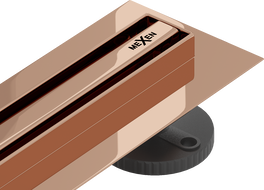 Mexen Flat 360° Slim otočný liniový odtok 110 cm, růžové zlato - 1641110