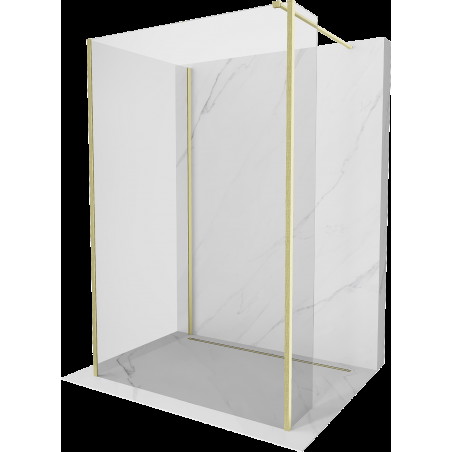 Mexen Kioto sprchová stěna Walk-in 135 x 70 x 30 cm, transparentní, zlatý kartáč - 800-135-070-221-55-00-030