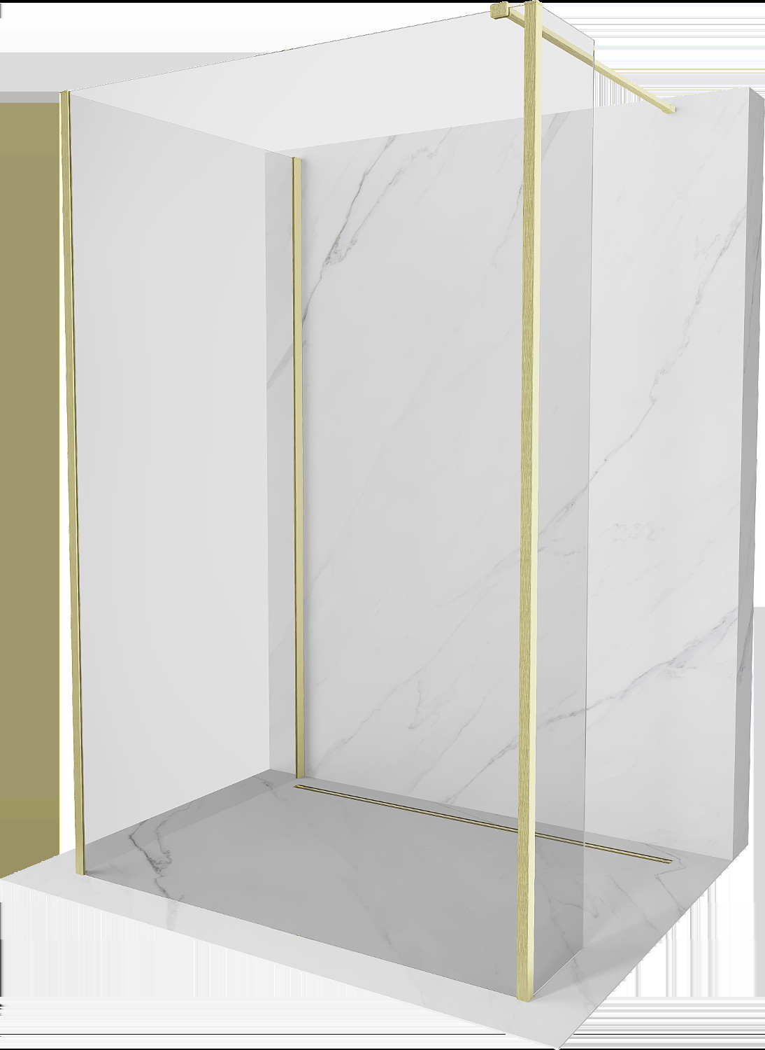 Mexen Kioto sprchová stěna Walk-in 140 x 110 x 30 cm, transparentní, zlacená kartáčovaná - 800-140-110-221-55-00-030