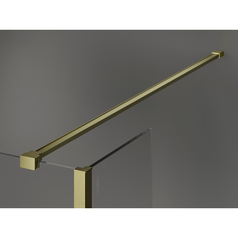 Mexen Kioto sprchová stěna Walk-in 140 x 115 x 30 cm, transparentní, zlatá kartáčovaná - 800-140-115-221-55-00-030