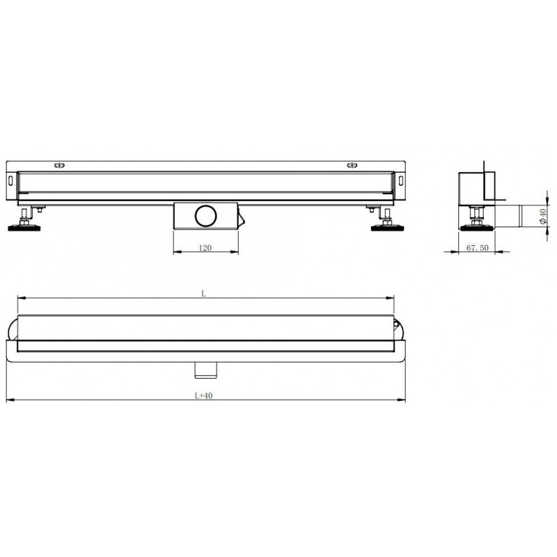 Mexen Flat Wall nástěnný liniový odtok 2v1 120 cm, černý - 1730120